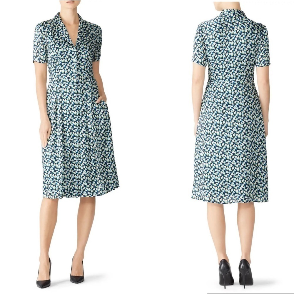 Jason Wu Collection Green Button Up Printed Day M… - image 1